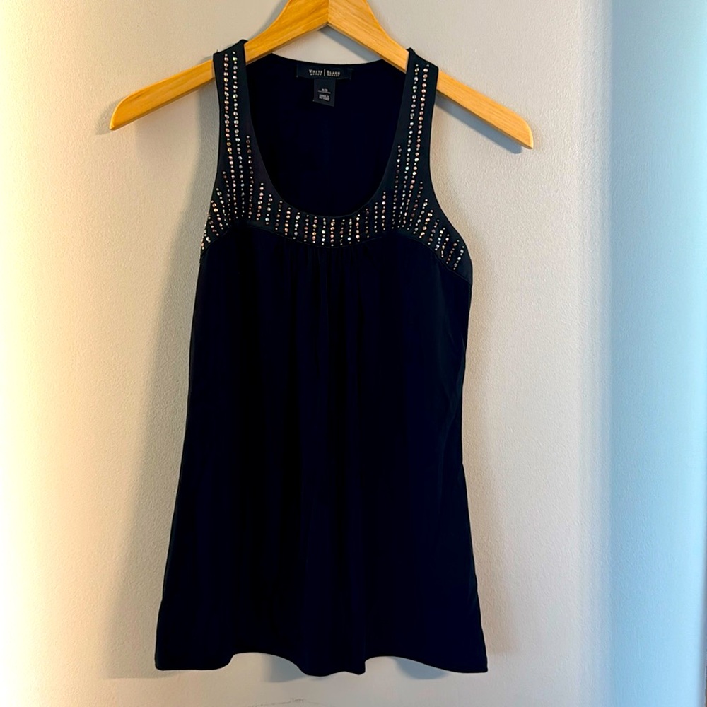 WHBM Black Studded Sleeveless Top